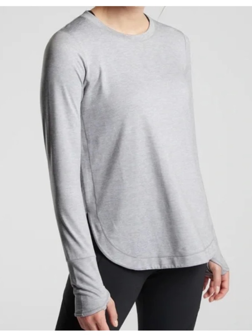 Athleta Women's Uptempo Top Light Gray Long Sleeve Size L Activewear Athleisure